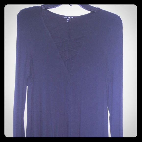 💖💋EXPRESS BLACK FRONT LACE dress,new! - Picture 2 of 5